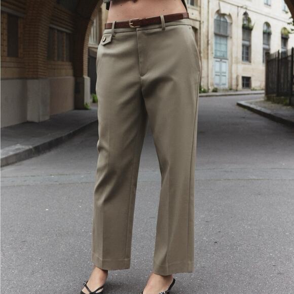 Zara Pants - Zara belted Straight Leg Pants